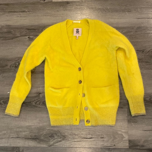 Juicy Couture Sweaters - Juicy Couture Yellow Angora Cardigan Size Small